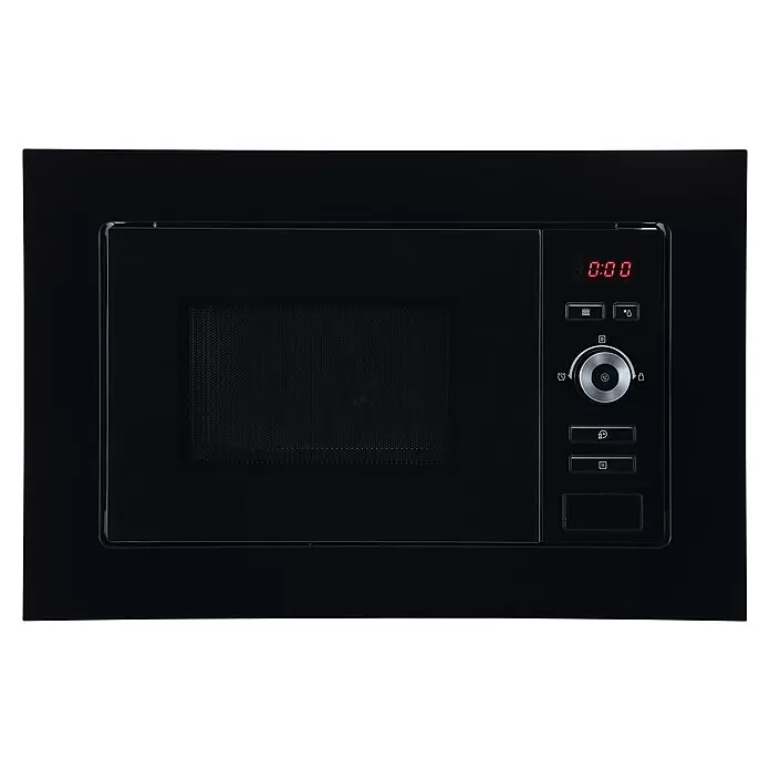 Respekta Einbau-Mikrowelle Lara - Max. Leistung: 700 W, 17 l, Schwarz - Schwarze Mikrowelle mit eleganter Glasfront, roter Digitalanzeige und modernem Bedienknebel.