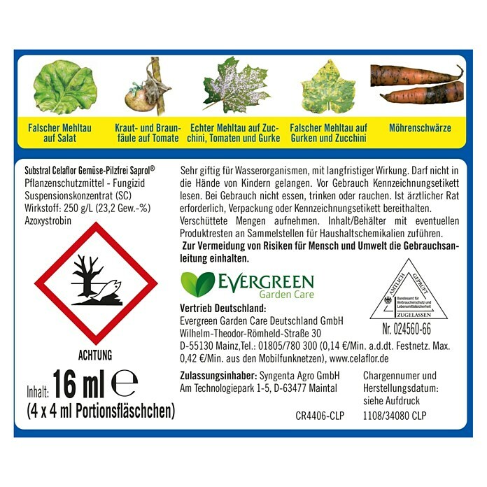 Celaflor Gemüse-Pilzfrei Saprol4 x 4 ml Back View