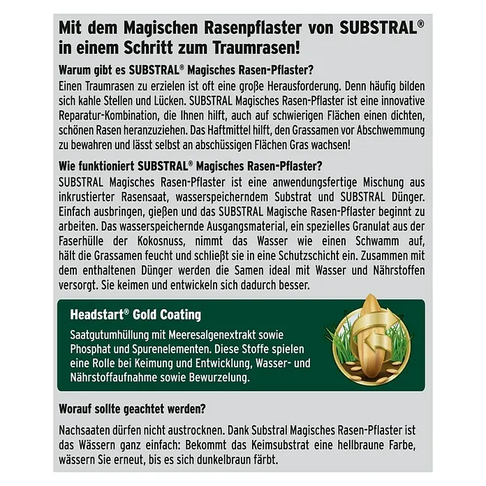 Substral Rasen-Reparatur - 3,6 kg, 16 m² - SUBSTRAL® Magisches Rasen-Pflaster: Für einen Traumrasen in einem Schritt. Innovative Reparatur-Kombination für dichten, schönen Rasen.