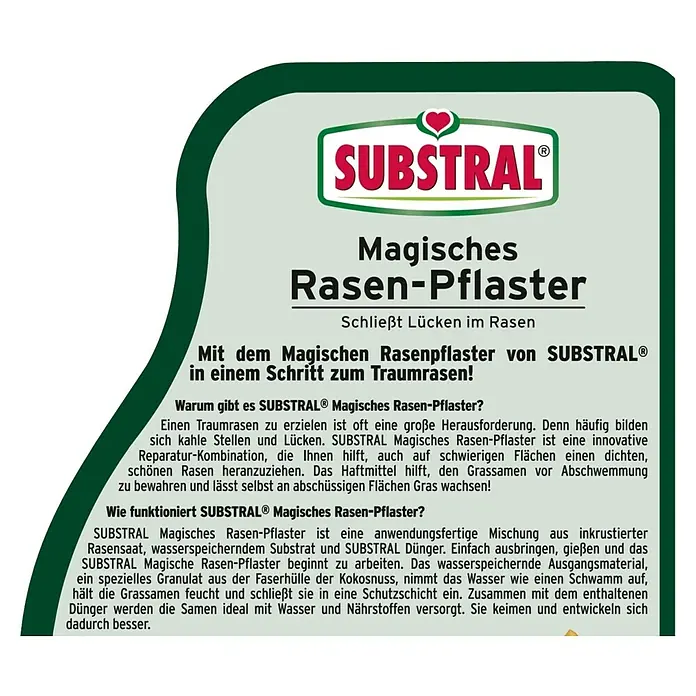Substral Rasen-Reparatur - 1 kg, 5 m² - Produktbild von SUBSTRAL Magisches Rasen-Pflaster, das Lücken im Rasen schließt und für einen dichten, schönen Rasen sorgt.