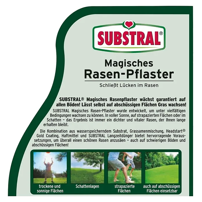 Substral Rasen-Reparatur - 1 kg, 5 m² - SUBSTRAL Magisches Rasen-Pflaster: Schließt Lücken im Rasen und sorgt für dichten, vitalen Rasen auf allen Böden, auch in schwierigen Lagen!