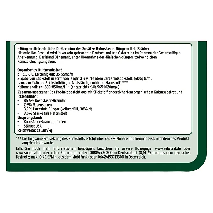 Substral Rasen-Reparatur - 1 kg, 5 m² - Abbildung des Produkts SUBSTRAL Organisches Kultursubstrat mit Infos zur Zusammensetzung und Verwendung.