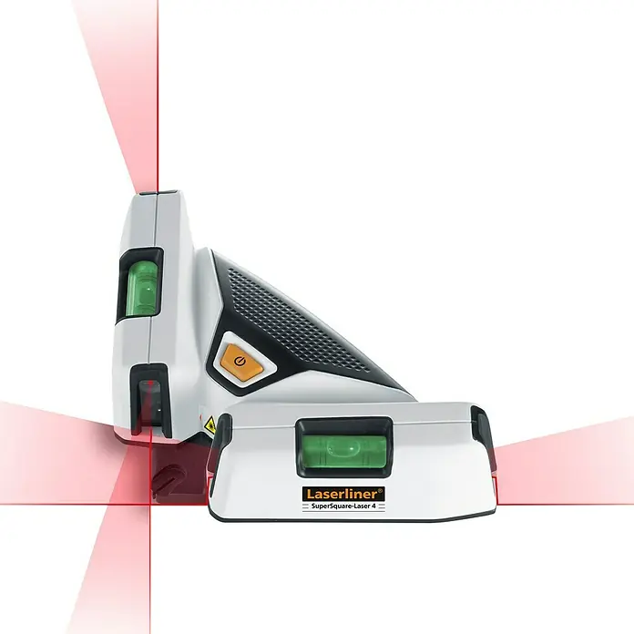 Laserliner Linienlaser SuperSquare-Laser 4 - Max. Arbeitsbereich: 15 m, Messgenauigkeit: 0,5 mm/m - Laserliner SuperSquare-Laser 4: Präzisionswerkzeug für exakte Winkel und Linien. Ideal für Handwerker und Heimwerker, die Wert auf Genauigkeit legen.