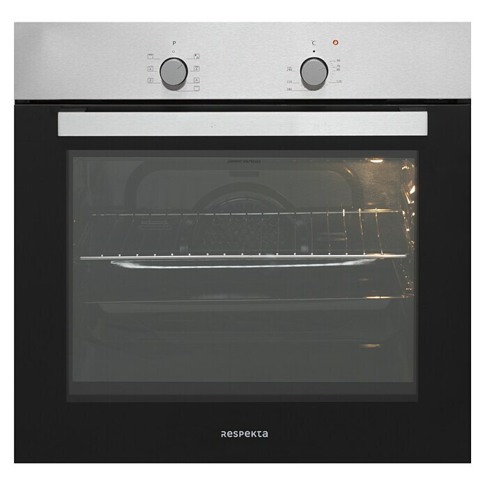 Respekta Einbauherd Solero AB120-33Anzahl Beheizungsarten: 7 Stk., Volumen Backofen: 56 l, Schwarz/Edelstahl Front View