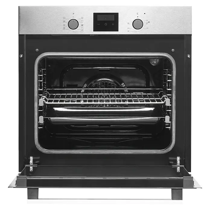 Respekta Einbaubackofen Diman - Anzahl Beheizungsarten: 8 Stk., Volumen Backofen: 60 l, Schwarz/Edelstahl - Offener Edelstahlofen mit Innenraumbeleuchtung und mehreren Einschubebenen für optimale Kochergebnisse.