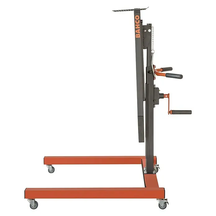 Bahco Materialständer Multi-Table BLEMAT1 - Höhenverstellung: 95 cm - 135 cm, Traglast: 50 kg - Der Bahco Getriebeheber mit orangefarbenem Untergestell und Rollen ist für schwere Lasten in Werkstätten geeignet.