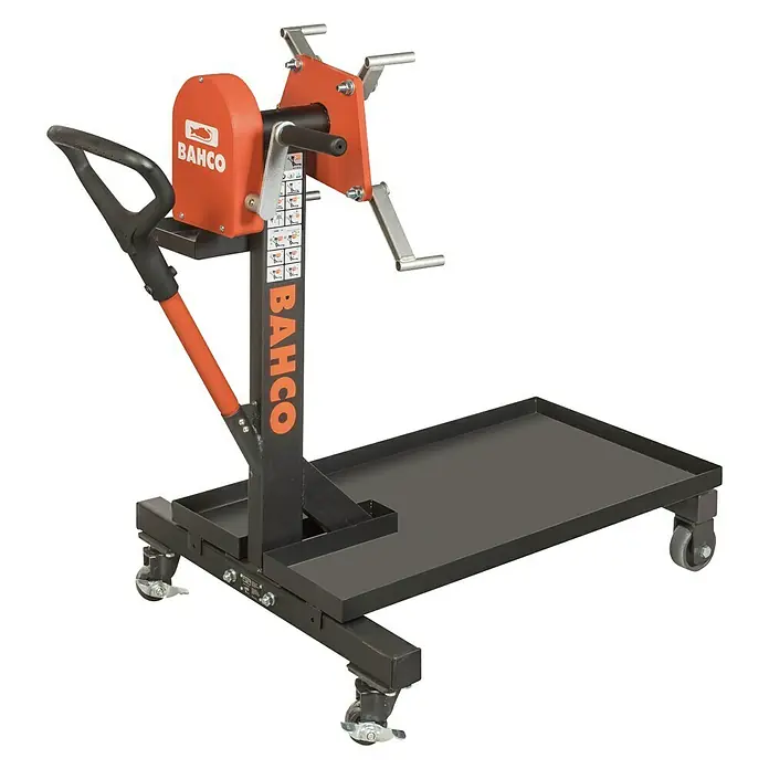 Bahco Motorständer BH8AC2 - Traglast: 500 kg - Robuster Bahco Motorträger mit einer Tragfähigkeit, ideal für Werkstätten. Kompaktes Design mit Ablagefläche und Rollen für Mobilität.