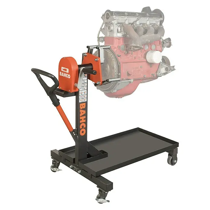 Bahco Motorständer BH8AC2 - Traglast: 500 kg - Drehbarer Motorständer von Bahco mit praktischer Auffangwanne und flexiblen Rollen für einfaches Manövrieren in der Werkstatt.