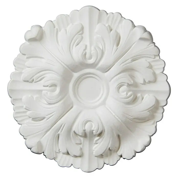 Nmc Decoflair Rosette M61 - Durchmesser: 22,5 cm, Hochverdichteter Polyurethanschaum (PU), Weiß, 1 Stk. - Stuckrosette für Decken mit aufwendigen Blattdetails und zentralem Kreis. Dekoratives Element für elegante Innenräume.