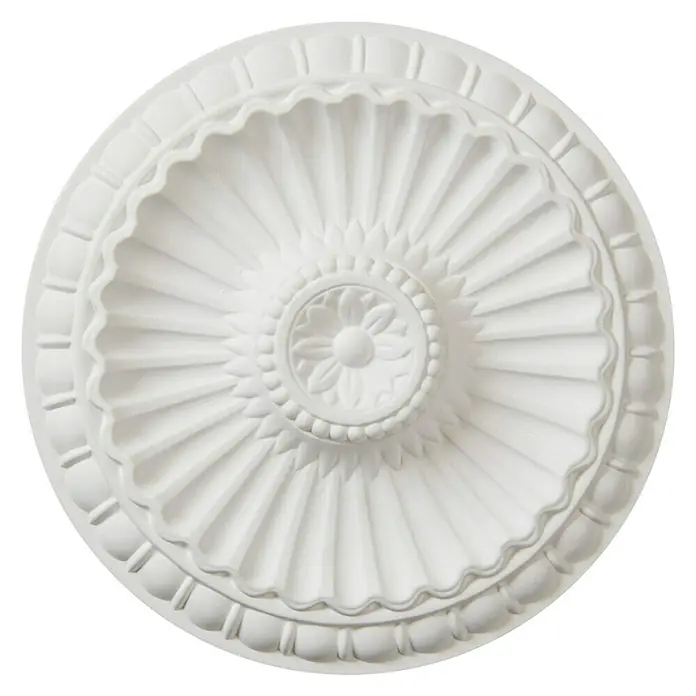 Nmc Decoflair Rosette M62 - Durchmesser: 28,5 cm, Hochverdichteter Polyurethanschaum (PU), Weiß, 1 Stk. - Eine weiße, runde Deckenrosette mit einem aufwendigen, dekorativen Design und floralen Elementen, ideal für die Innenausstattung.