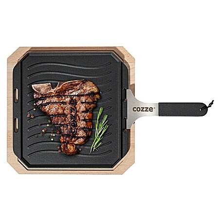 Cozze Grillpfanne (L x B: 30 x 30 cm, Höhe: 1 cm, Gusseisen)