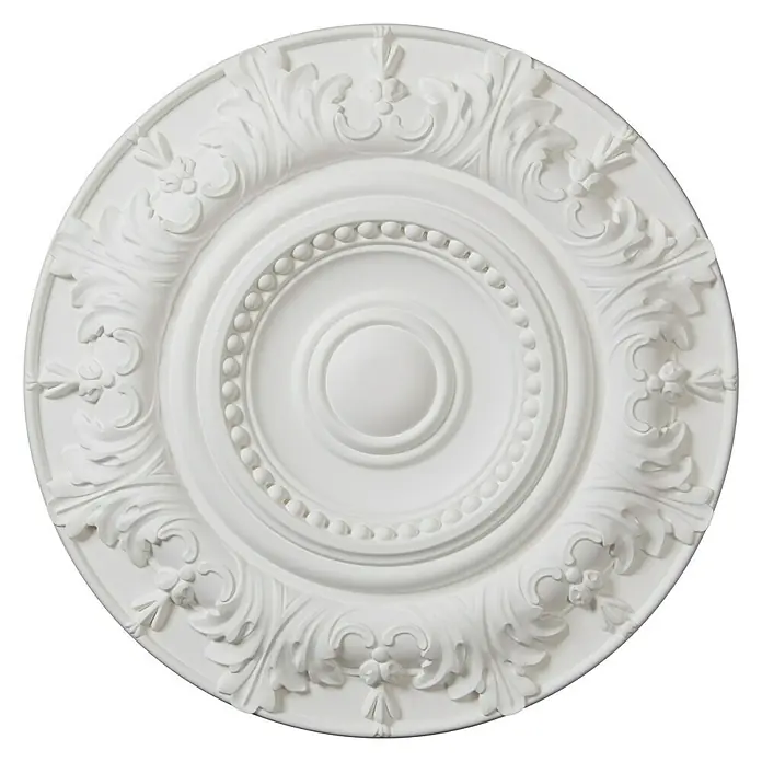 Nmc Decoflair Rosette M67 - Durchmesser: 50 cm, Hochverdichteter Polyurethanschaum (PU), Weiß, 1 Stk. - Deckenrosette aus Gips mit floralen Ornamenten und Perlenmuster für eine stilvolle Inneneinrichtung.