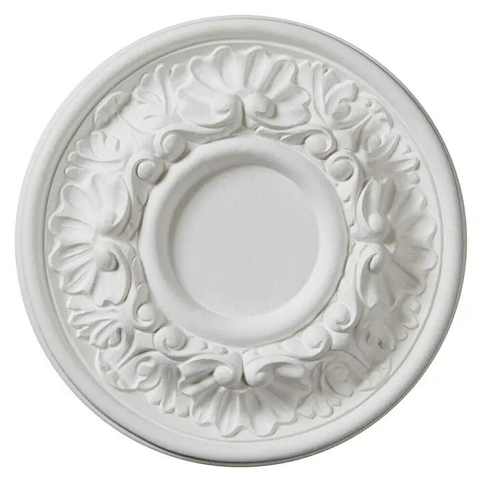 Nmc Decoflair Rosette M70 - Durchmesser: 20 cm, Hochverdichteter Polyurethanschaum (PU), Weiß, 1 Stk. - Weiße Deckenrosette mit floralen Verzierungen und zentralem Kreis, ideal für stilvolle Innenraumgestaltung und elegante Beleuchtung.