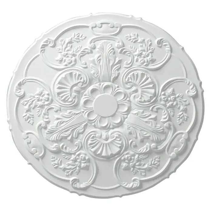 Nmc Decoflair Rosette M83 - Durchmesser: 66 mm, Hochverdichteter Polyurethanschaum (PU), Weiß, 1 Stk. - Runde, weiße Deckenrosette mit floralen Mustern für eine elegante Inneneinrichtung. Dekorative Stuckrosette für Decken, verleiht jedem Raum einen Hauch von Klasse.