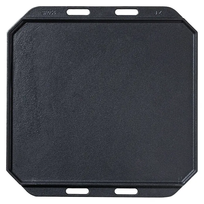 Cozze Grillpfanne - L x B: 30 x 30 cm, Höhe: 1 cm, Gusseisen - Schwarze gusseiserne Grillplatte mit Griffen und leicht rauer Oberfläche, ideal zum Kochen im Innen- und Außenbereich.
