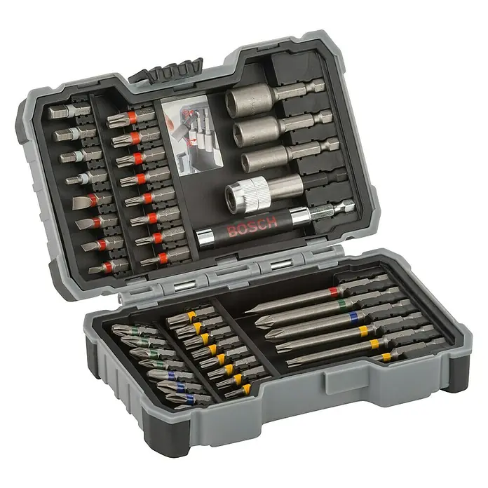 Bosch Bit-Set - 43 -tlg. - Bosch Schrauberbit-Set in Grau mit verschiedenen Aufsätzen. Ideal für Heimwerker und Profis, um jede Schraube zu meistern.