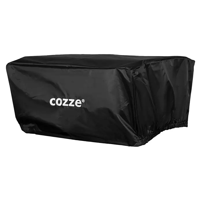 Cozze Grill-Schutzhülle - Passend für: Pizza Ofen 13, Polyester - Abdeckung von Cozze, die eine glänzende schwarze Oberfläche hat und mit dem Cozze-Logo versehen ist, ideal zum Schutz von Produkten im Freien.
