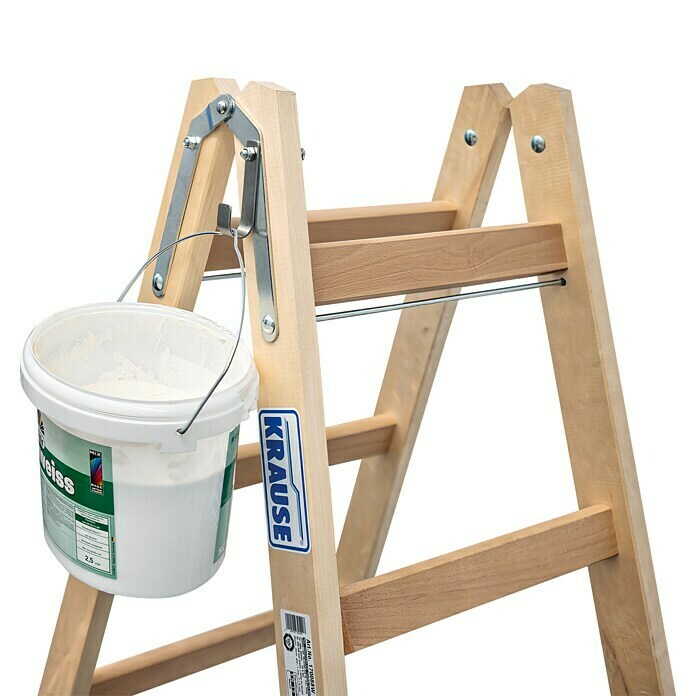 Escalera de peldaños dobles (Altura de trabajo: 3 m, 2 x 6 escalones, Madera)