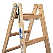 Escalera de peldaños dobles (Altura de trabajo: 3 m, 2 x 6 escalones, Madera)