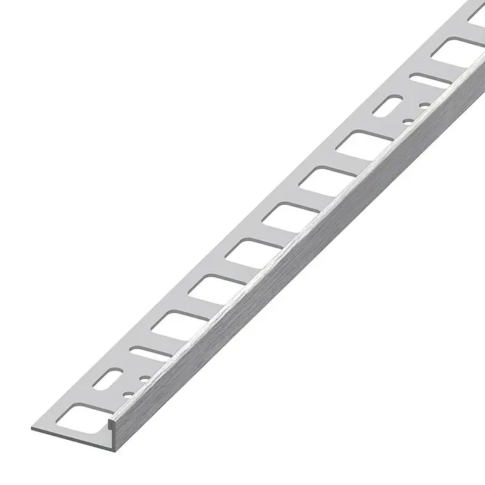 Fliesenprofil - Edelstahl, 2,5 m x 10 mm, Gebürstet - Aluminium Fliesenschiene für Wand- und Bodenfliesen. Ein praktisches Profil für saubere Kantenabschlüsse.
