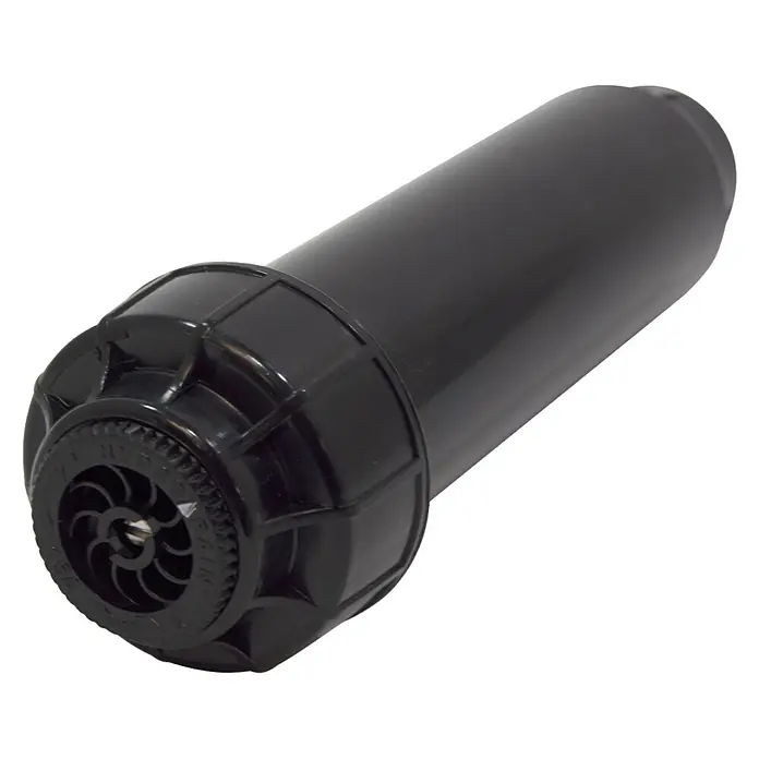 Orbit Aspersor emergente - 7,5 cm, Sector de riego por aspersión: 0 ° - 360 ° - Aspersor negro para riego de jardín. El diseño robusto asegura un riego fiable y uniforme de las plantas.