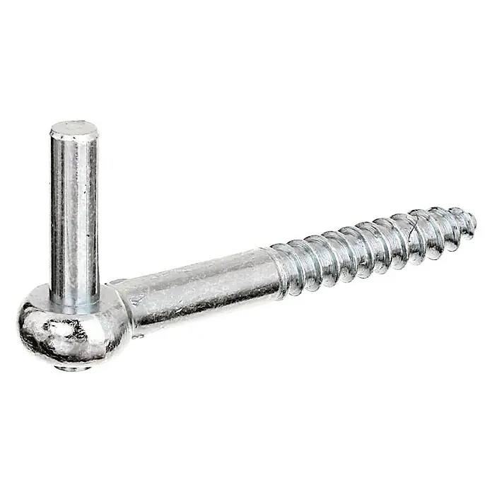 Stabilit Einschraubkloben - Länge: 110 mm, Durchmesser Dorn: 10 mm, Höhe Dorn: 35 mm - Nahaufnahme eines verzinkten Schraubhaken mit Gewinde und Stift. Ideal zur Befestigung leichter Gegenstände.