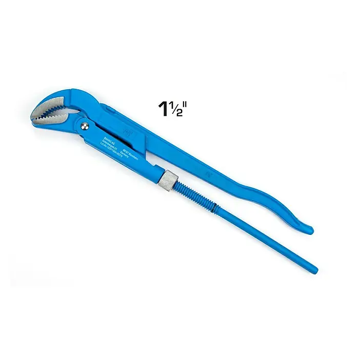 Alpha Tools Wasserpumpenzange - 3 -tlg., Stahl - Bild einer blauen Rohrzange mit der Aufschrift 1 1/2".