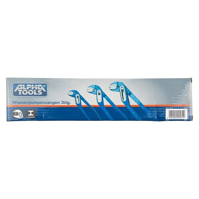 Alpha Tools Wasserpumpenzange - 3 -tlg. - Eine Packung Alpha Tools Wasserpumpenzangen 3-teilig, ideal für Sanitärarbeiten und Rohrmontage. Hochwertiges Werkzeugset für jeden Heimwerker.