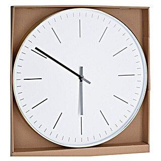 Reloj de pared Minimalista (Blanco/Dorado, 50 x 50 cm)