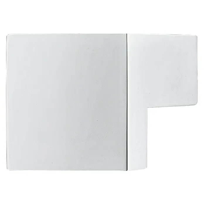 Möbelgriff - Typ Möbelgriff: Knopf, L x B x H: 25 x 26 x 25 mm, Verchromt - Nahaufnahme eines modernen, quadratischen Möbelknopfs in glänzendem Weiß, der ein minimalistisches Design und eine elegante Optik bietet.