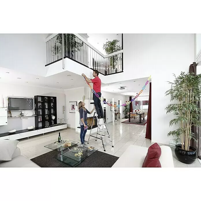 Krause Monto Stehleiter Secury MultiGrip - Anzahl Tritte: 5 Stk., Arbeitshöhe: 3,05 m, Belastbarkeit: 150 kg, Aluminium - Anwendungsbeispiel
