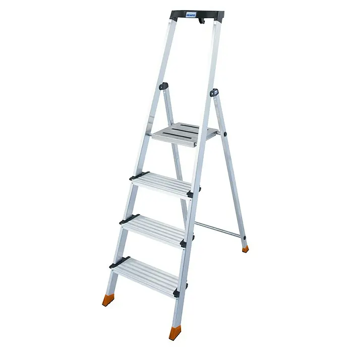 Krause Monto Stehleiter Sepuro - Anzahl Tritte: 4 Stk., Arbeitshöhe: 2,85 m, Aluminium - Die Krause Sicherheits-Stufenleiter mit vier Stufen und einer praktischen Ablagefläche, ideal für sichere Arbeiten in der Höhe.