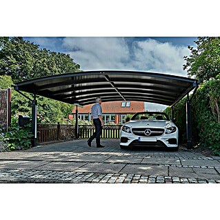 Abson Calux Carport (Außenmaß inkl. Dachüberstand (B x T): 5,78 x 5,52 m, Doppelcarport, Stahl, Grau, Mit LED/Ohne Solar)