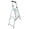 Stufenstehleiter (Arbeitshöhe: 3,25 m, 6 Stufen, Aluminium, Eimerhaken)