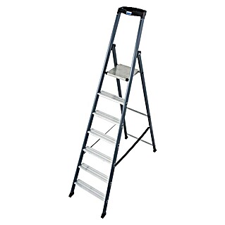 Krause Monto Stufenstehleiter SePro S (Arbeitshöhe: 3,5 m, Anzahl Tritte: 7 Stk., Tiefe Stufen: 80 mm, Aluminium, Eloxiert)