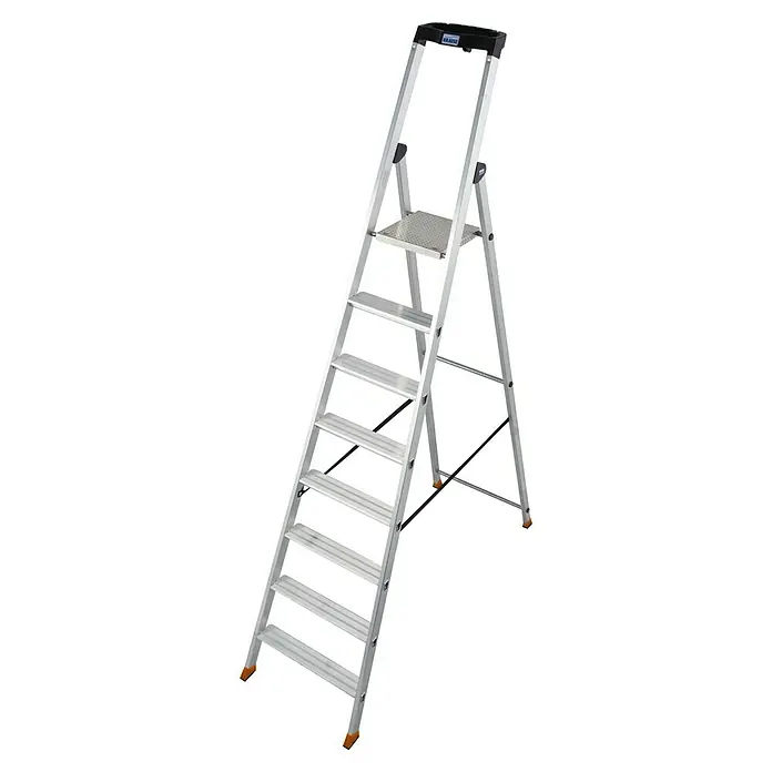 Krause Monto Stehleiter Solido - Anzahl Tritte: 8 Stk., Arbeitshöhe: 3,7 m, Aluminium - Die Krause Stufenleiter ist aus Aluminium gefertigt und verfügt über eine rutschfeste Trittfläche für sicheren Stand bei Arbeiten in der Höhe.
