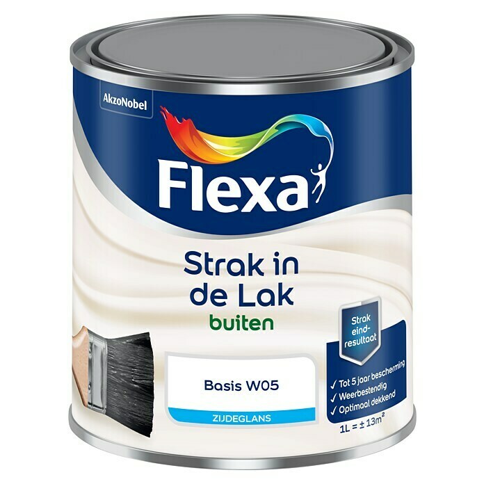 Flexa Strak in de Lak Lak buiten (Mengkleur basis, 1 l, Zijdeglans) | BAUHAUS