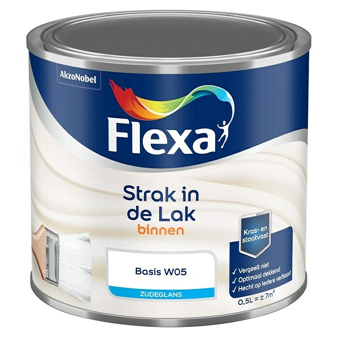 Flexa Strak in de Lak Lak binnen (Mengkleur basis, 500 ml, Zijdeglans) | BAUHAUS