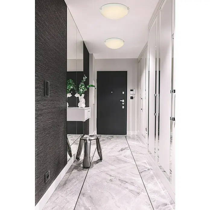 Lavida Plafón redondo Castelfranco - 16 W, Ø x Al: 300 mm x 7 cm - El pasillo cuenta con dos lámparas de techo redondas con un diseño elegante, que proporcionan una iluminación brillante y uniforme al espacio.
