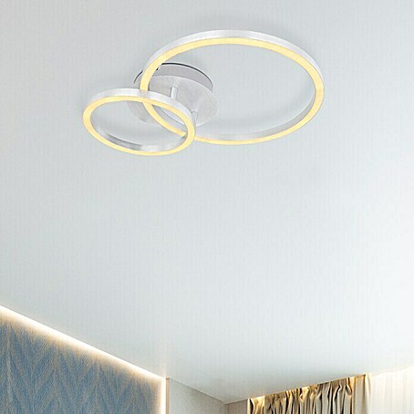 Globo LED-Deckenleuchte REGGY (18 W, L x B x H: 42 x 30 x 7,5 cm, Silber, Warmweiß, 1 Stk.)