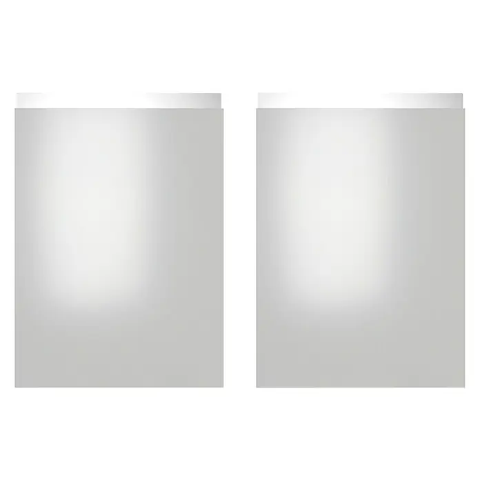 Top Altamira Frontal mueble cocina - An x Al: 39,7 x 17,3 cm, Blanco brillo, 2 ud. - Dos formas blancas rectangulares simples con sutiles degradados, que ofrecen un diseño limpio y minimalista adecuado para diversas aplicaciones.