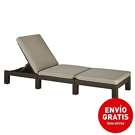 Allibert Tumbona de jardín Daytona II (L x An x Al: 195 x 65 x 25,5 cm, Marrón, Plástico, Respaldo regulable)