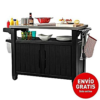 Keter Mesa de servicio Unity XL (123,7 x 54 cm, Plástico, Marrón)
