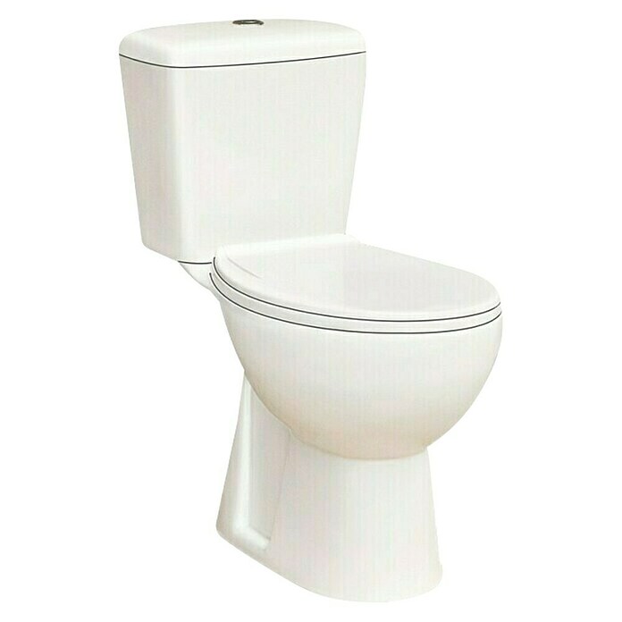 Pack de WC + bidé Bahía (Con borde de descarga, Salida WC: Vertical, Blanco) | BAUHAUS