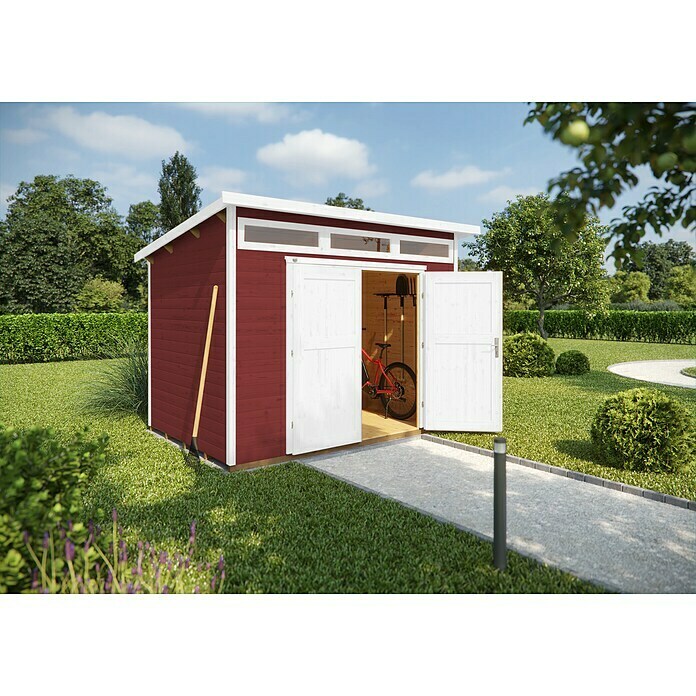 Weka Gartenhaus 264 Gr. 4 (Außenmaß inkl. Dachüberstand (B x T): 330 x 285 cm, Holz, Schwedenrot) | BAUHAUS