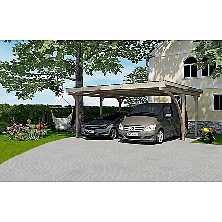 Weka Carport 616 A (Außenmaß inkl. Dachüberstand (B x T): 5 x 5 m, Doppelcarport, Kesseldruckimprägniert, Einfahrtshöhe: 2,17 m)