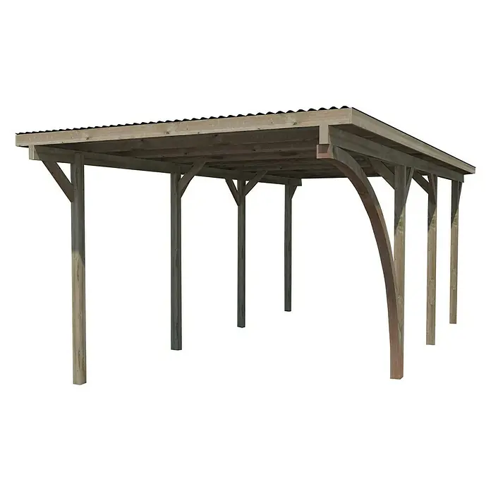 Weka Carport 606 A - Außenmaß inkl. Dachüberstand (B x T): 3 x 6 m, Einzelcarport, Kesseldruckimprägniert - Holzcarport mit stabilem Holzrahmen und Dach für Autos, Schutz vor Witterungseinflüssen und als ästhetische Ergänzung.