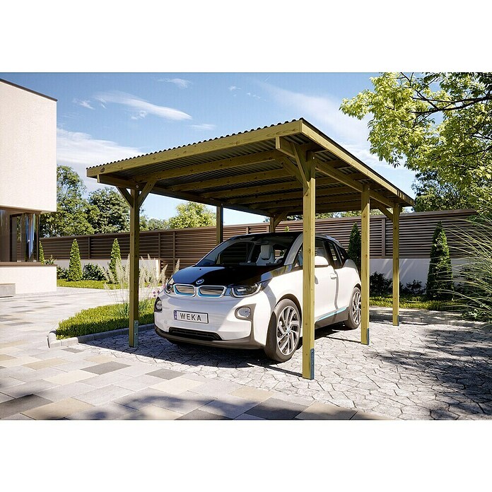 Weka Carport 606 (Außenmaß inkl. Dachüberstand (B x T): 3 x 5 m, Einzelcarport, Kesseldruckimprägniert) | BAUHAUS