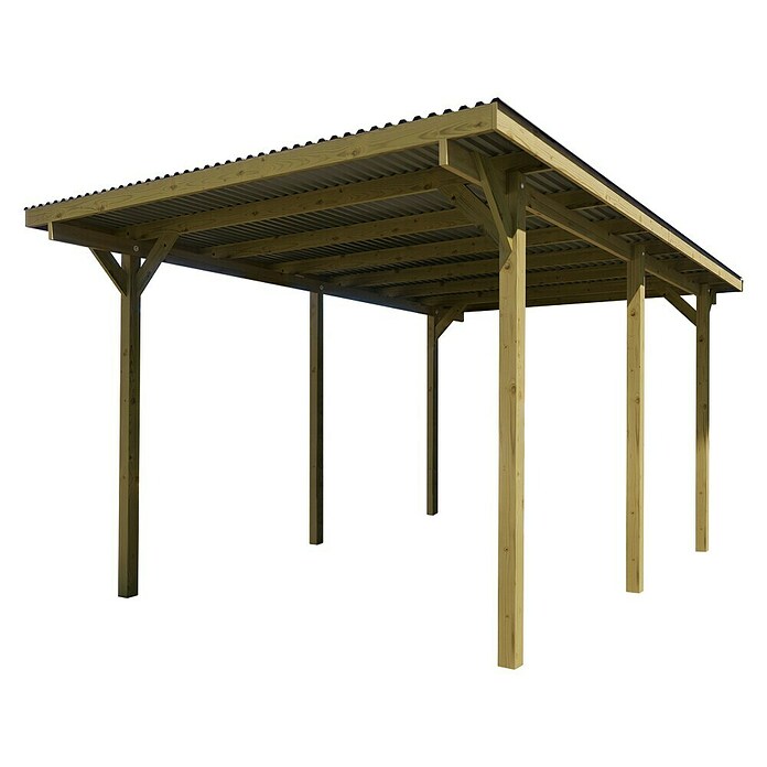 Weka Carport 606 (Außenmaß inkl. Dachüberstand (B x T): 3 x 5 m, Einzelcarport, Kesseldruckimprägniert) | BAUHAUS
