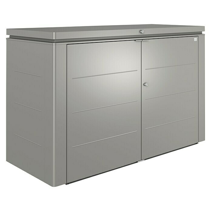 Biohort Garten-Aufbewahrungsbox Highboard 200L x B x H: 200 x 84 x 127 cm, Quarzgrau Metallic, Aluminium Front View